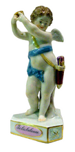 Antique Meissen Porcelain Acier Motto Child Cherub Heart Balance (1466)