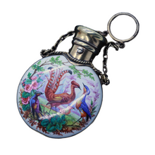 Superb Perfume Scent Bottle Hand painted Enamel Chatelaine  (2922)