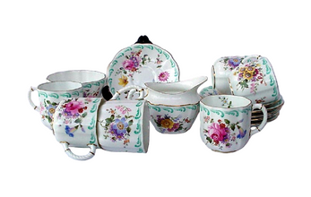 ROYAL CROWN DERBY Porcelain PART TEA SET FOR 6 FLORAL (ID:1145)
