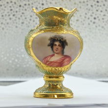 Antique Royal Vienna Signed Gilded cabinet portrait Vase portrait goddess (2597)