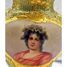 Antique Royal Vienna Signed Gilded cabinet portrait Vase portrait goddess (2597)