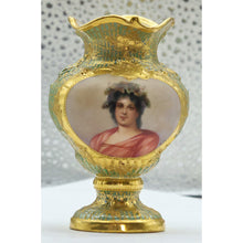 Antique Royal Vienna Signed Gilded cabinet portrait Vase portrait goddess (2597)