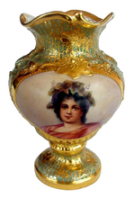 Antique Royal Vienna Signed Gilded cabinet portrait Vase (2597)