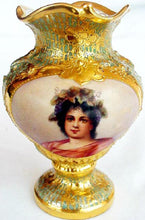 Antique Royal Vienna Signed Gilded cabinet portrait Vase portrait goddess (2597)