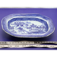 Antique Staffordshire butter vegetable dish Chinoiserie blue white (1975)