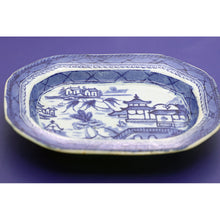 Antique Staffordshire butter vegetable dish Chinoiserie blue white (1975)