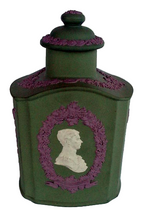 Wedgwood ceramic 3 Color Jasper Tea Caddy Royal Wedding Charles Princess Di (2083)