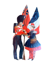 Antique Oil on Canvas Military Painting French British Peace Agreement (3954)