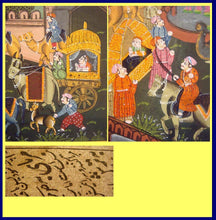 Vintage Hand painted Miniature Painting Royal Caravan Nobles Ladies Animals(#4938)