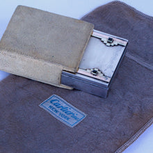 Cartier Antique Art Deco box 14k gold silver sapphires signed cased (7338)