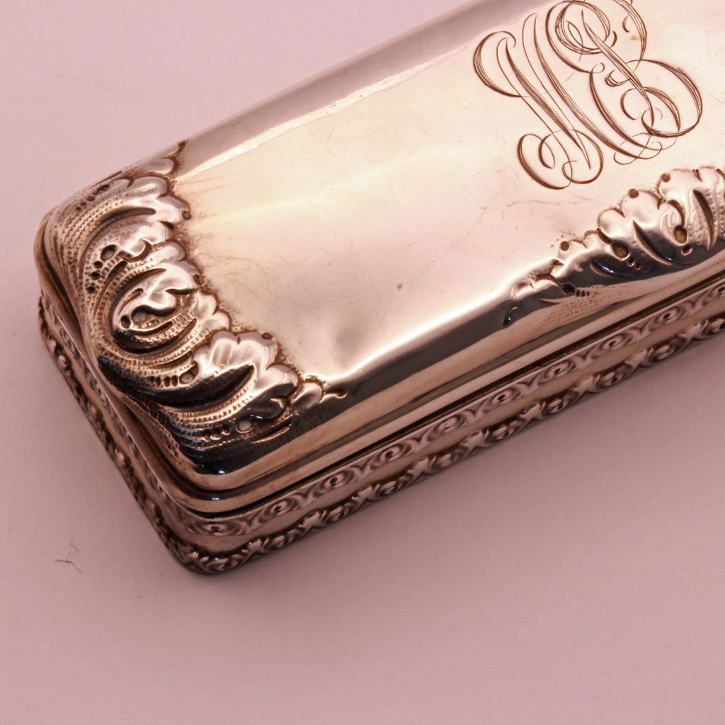 Tiffany & Co Antique Victorian Sterling Silver jewelry or trinkets box (7339)