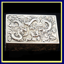 Antique Chinese Export Silver Box Humidor Wang Hing Dragon Bamboo Goldfish