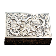 Antique Chinese Export Silver Box Humidor Wang Hing Dragon Bamboo Goldfish (5572))