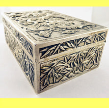 Antique Chinese Export Silver Box Humidor Wang Hing Dragon Bamboo Goldfish (5572))