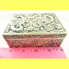 Antique Chinese Export Silver Box Humidor Wang Hing Dragon Bamboo Goldfish (5572))