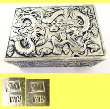 Antique Chinese Export Silver Box Humidor Wang Hing Dragon Bamboo Goldfish (5572))