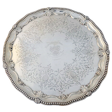 Antique Victorian Sterling Silver Footed Tray J&J Angell London Armorial (5285)