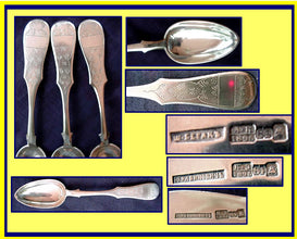 3 Antique Russian Silver Serving Spoons Heavy Moscow C1896  (1101)
