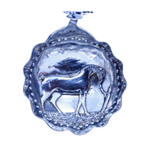 Antique silver caddy spoon horse dog animals Dutch silver sugar spoon (5372)