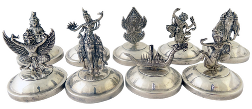 Antique Place Card Menu Holders Sterling Silver Siam Hindu Figures (5415)
