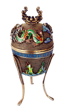 Vintage Chinese Silver Enamel Ting 3-legged Cup w Lid (4619)