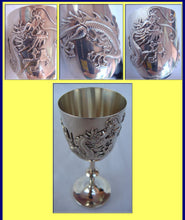 ANTIQUE SILVER CHINESE EXPORT GOBLET W DRAGON C1880 (4186)
