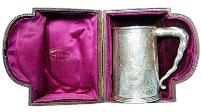 Antique Chinese Export Silver Christening Mug Tankard Shagreen Case (4749)