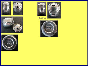 Antique Sterling Silver Condiment set salt pepper mustard blue glass liner (3302)