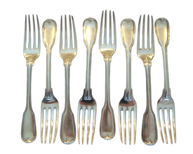 PAUL STORR GEORGIAN Sterling SILVER SET 8 FORKS  LONDON (4301)