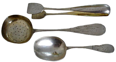 Antique Russian Silver Sugar Sifter Tongs Caddy Spoon 3 serving pieces (1168)