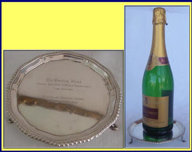Vintage Sterling silver wine coaster salver tray golf trophy Garrard & Co 