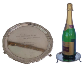 Vintage Sterling silver wine coaster salver tray golf trophy Garrard & Co (3296)