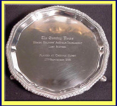 Vintage Sterling silver wine coaster salver tray golf trophy Garrard & Co (3296)