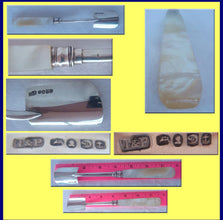 Antique Sterling Silver cheese scoop server  mother of pearl English 1837 (4300)