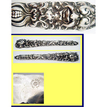 Unger Bros Sterling Silver Etui Bodkin Case Antique Gothic Revival w Mask (5093)