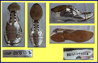 Antique Edwardian Sterling Silver Pin Cushion Shoe 1909 Chester rare big (3056)