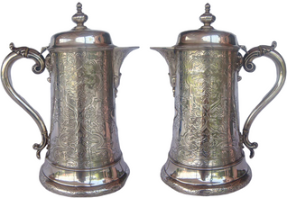 Antique WINE JUG FLAGON 1850 STERLING SILVER R HENNEL (1284)