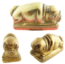 Antique Imperial Russian Gilded Silver Amethyst Tobacco Box Dog Bulldog Pug (5653)