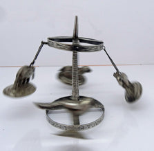 Antique Vintage silver carousel toy spinning top elephant lion zebra India (5744)
