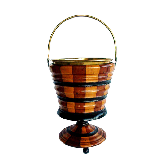 Antique Victorian Jardiniere Planter Parquet Fruitwood & Brass Scotland (1873)