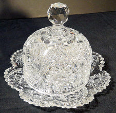 Antique American Brilliant Cut Glass butter plate and dome cheese dome (5255)