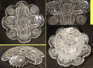 Antique American Brilliant Cut Glass butter plate and dome cheese dome (5255)