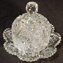 Antique American Brilliant Cut Glass butter plate and dome cheese dome (5255)