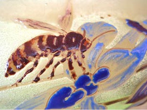 Galle signed Enamel Art Glass box Bee and Flowers Antique (3149)