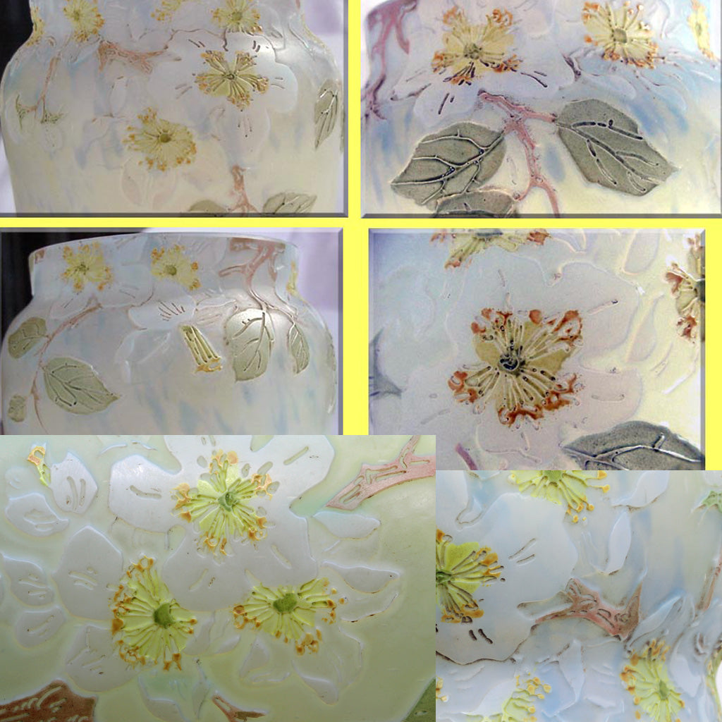 Antique French Legras Cameo Art Glass Blossom Vase very Tall (3150)