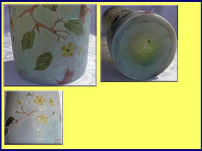 Antique French Legras Cameo Art Glass Blossom Vase very Tall (3150)