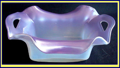 HOSCH Antique Bohemian Glass bowl iridescent pearly purple ex Truitt