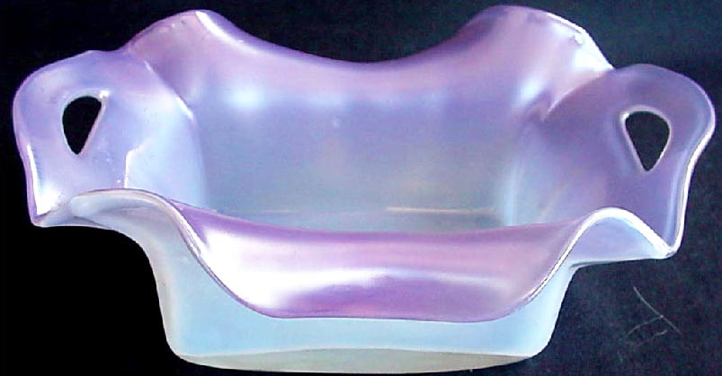 Antique 19C Bohemian Iridescent Glass basket bowl (1956)