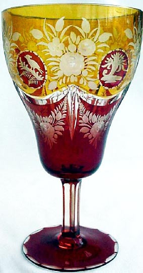 antique colored Bohemian glass goblet