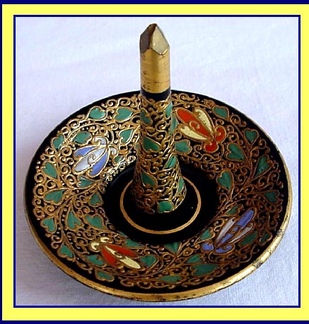 antique Moser glass enamel jewelry ring stand jewelry holder